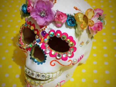 DIY  decora esqueleto cerámica Corona Flores decorates ceramic skeleton Dia de Muertos