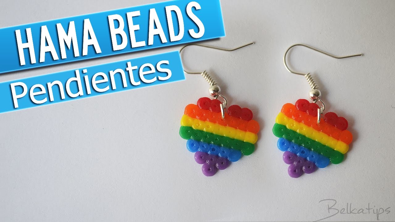 DIY Pendientes Corazón Arcoiris de Hama Beads MINI #LoveWins