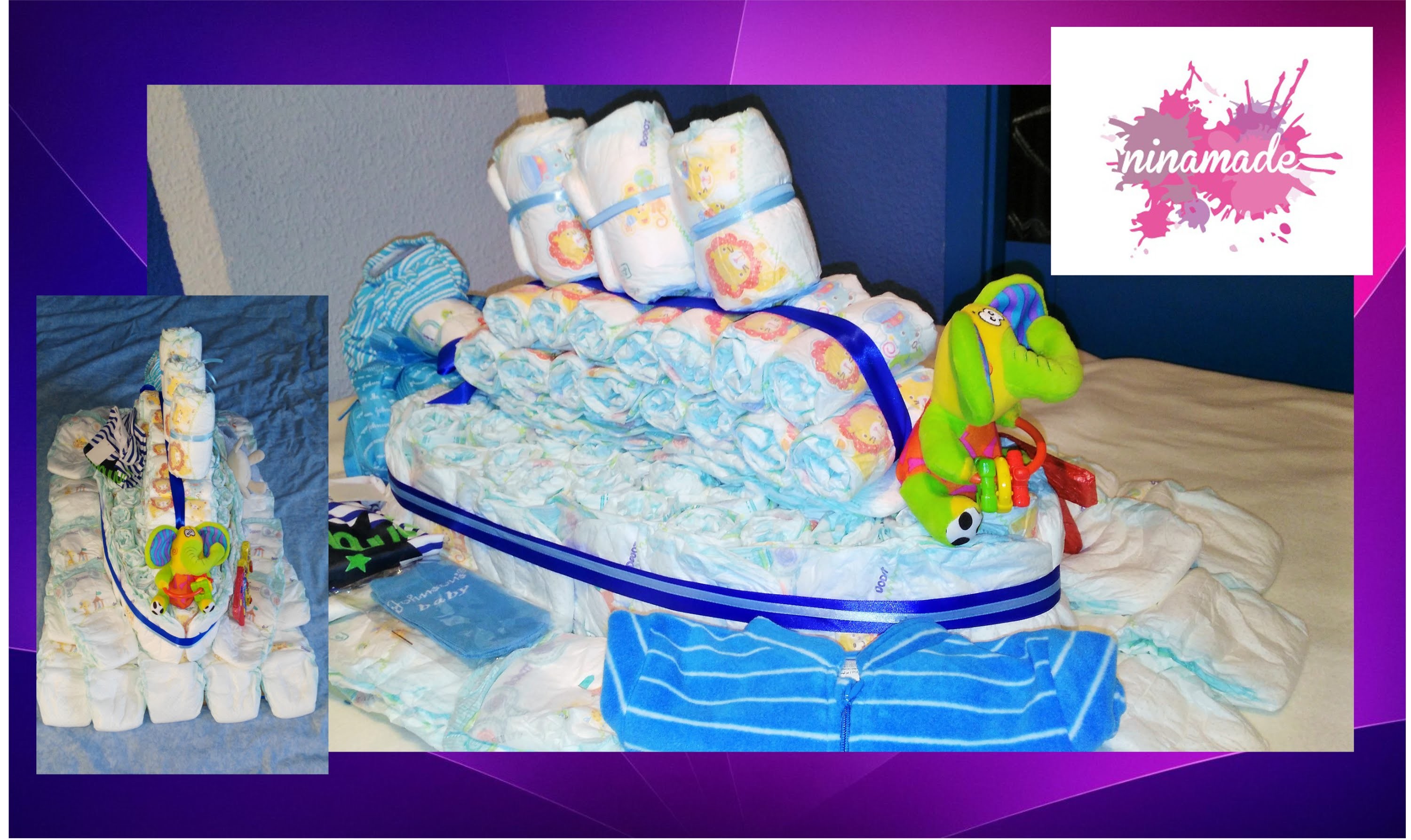 DIY. Como hacer un barco con pañales. Idea regalo para bebé. How to make a boat with diapers.