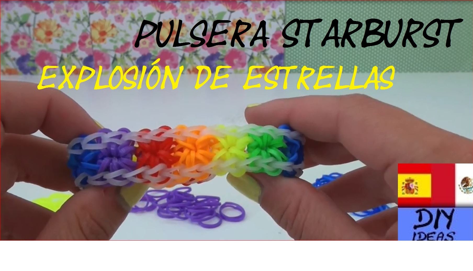PULSERA DE GOMITA EXPLOSIÓN DE ESTRELLAS - STARBURST - SIN TELAR - TUTORIAL EN ESPAÑOL - DIY