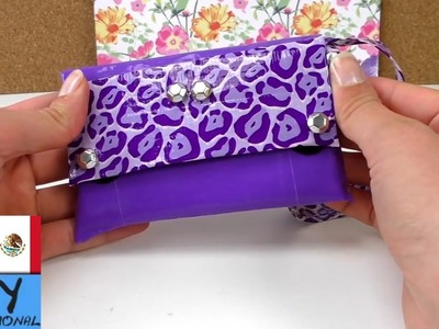 Bolsito de mano hecho con cinta adhesiva - Manualidades faciles para hacer en casa