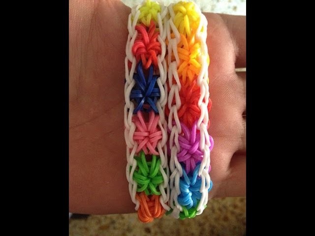 Como hacer pulsera Falsa Starburst con el telar Rainbow Loom