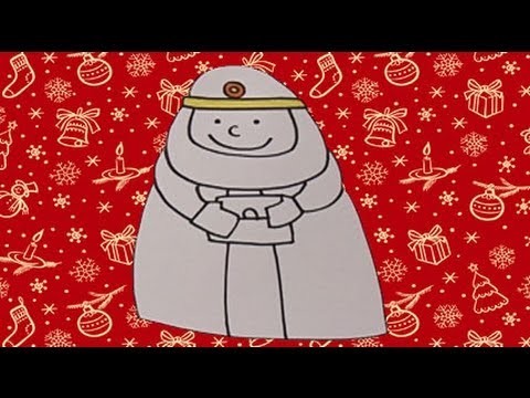 Dibujo infantil de Navidad. Rey Mago Gaspar