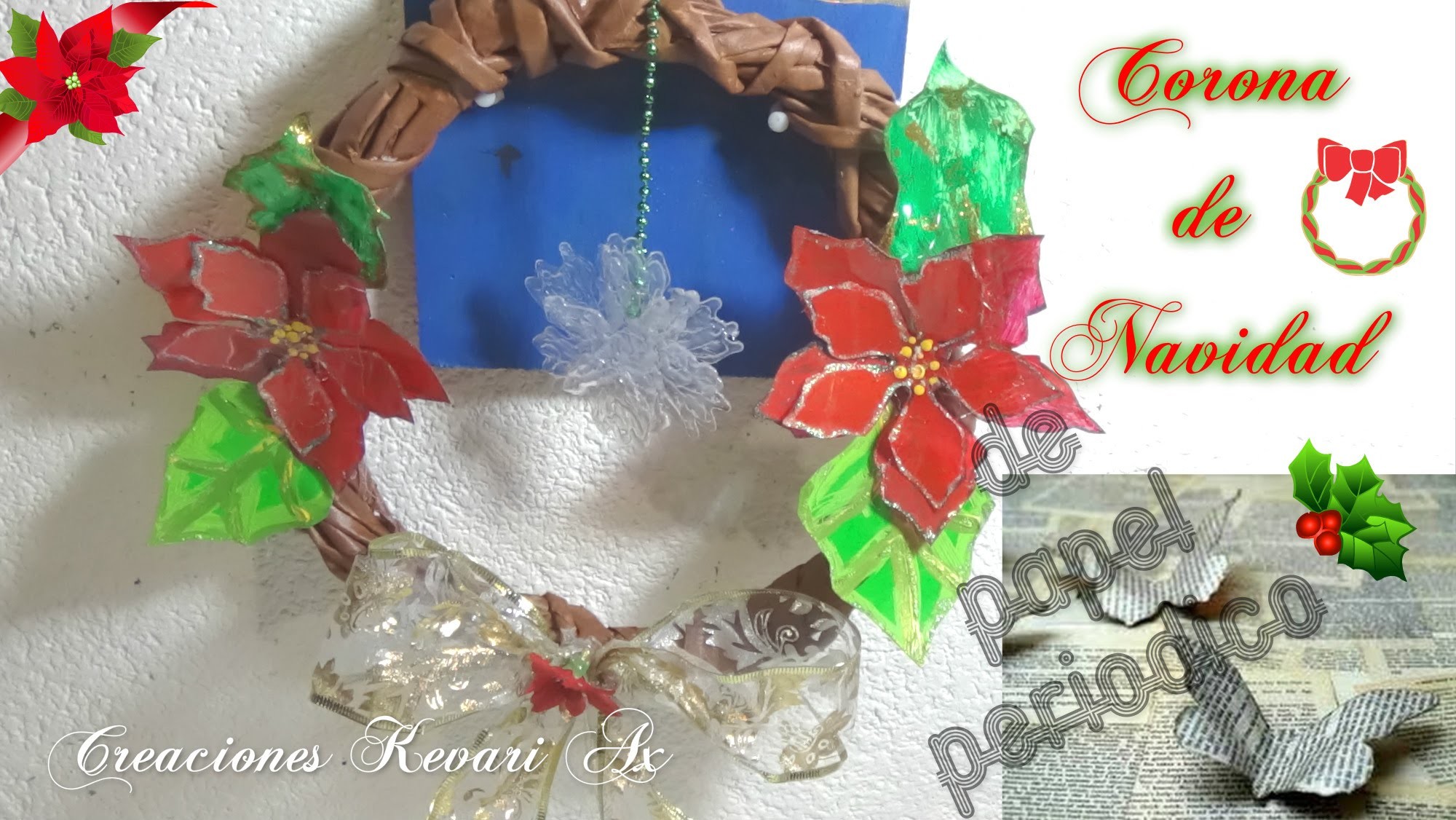 Corona Navideña con Papel Periodico DIY.Christmas wreaths with newspaper