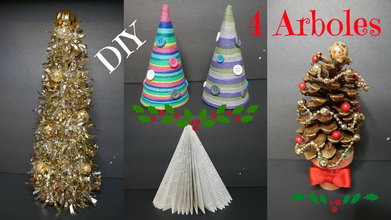 DIY - 4 Arboles Navideños - Ideas Fáciles - Adornos de Navidad
