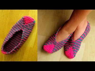 Cómo Tejer Pantuflas Orientales-Easy Slippers Knitting-2 Agujas (314)
