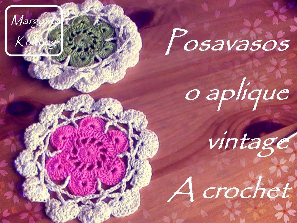 Posavasos o aplique vintage a crochet (diestro)