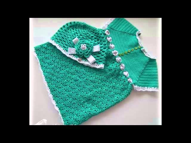 Vestidos tejidos a crochet para bebita de 1 año