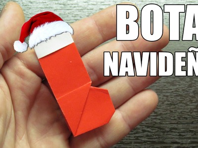 Como hacer un BOTA DE SANTA CLAUS adornos navideños | Origamis de papel (Muy fácil)