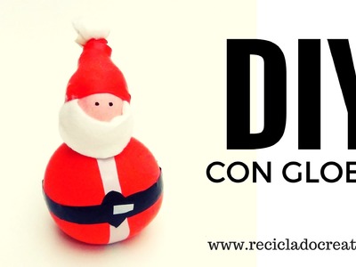 Papá Noel hecho con globos y sal - Manualidad para Navidad con niños DIY - Santa with balloons