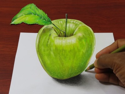 Dibujo Manzana Realista en 3D | Dibujo Anamorfico