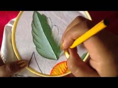 Pintura en tela hojas de girasol con cony