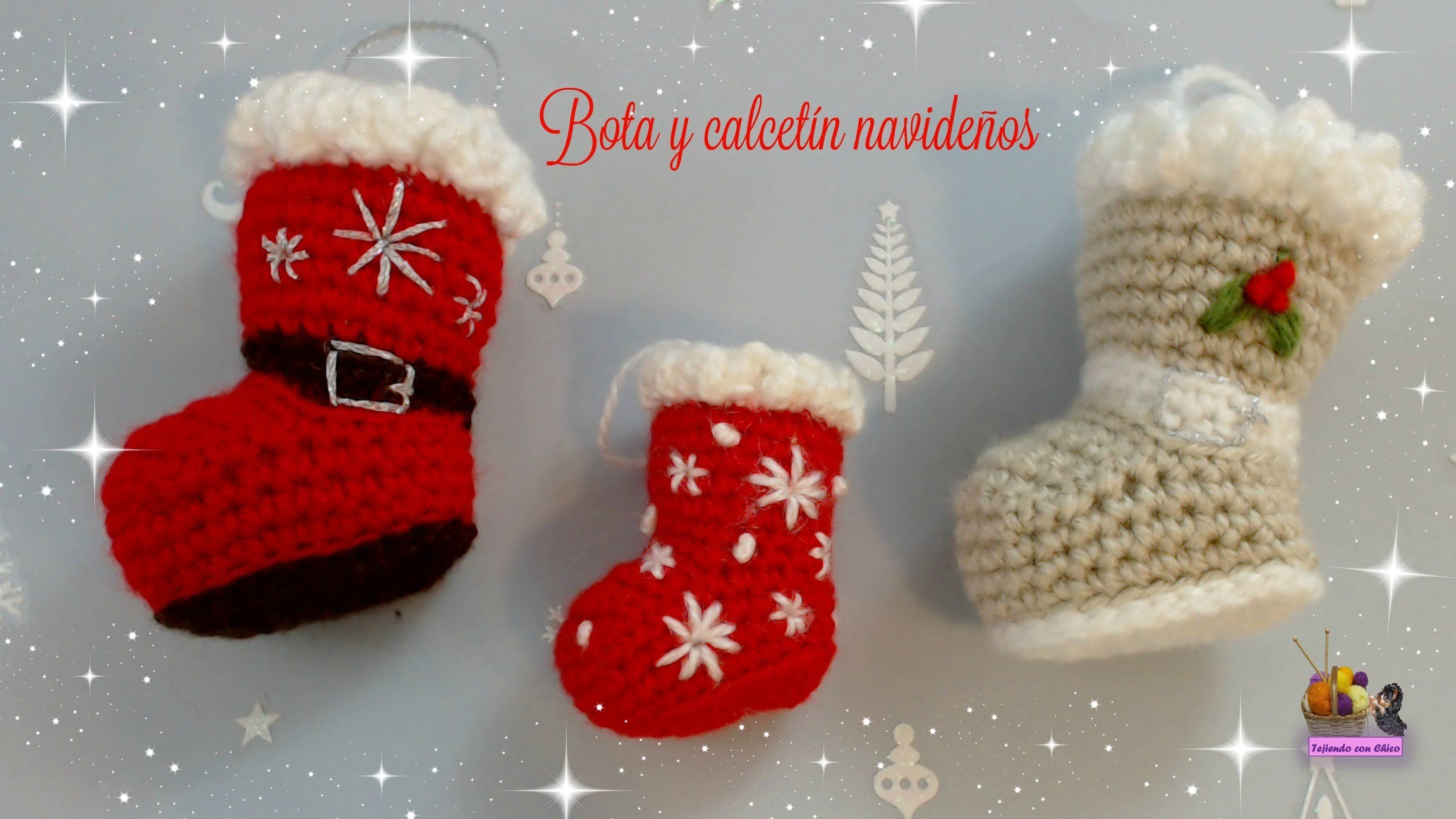 Bota o calcetín de crochet para adornar en Navidad (amigurumi)