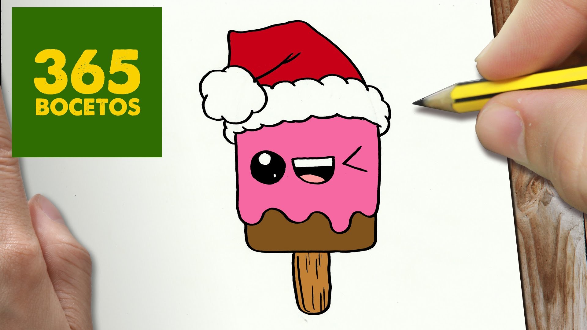 COMO DIBUJAR UN HELADO PARA NAVIDAD PASO A PASO: Dibujos kawaii navideños - How to draw a Ice cream