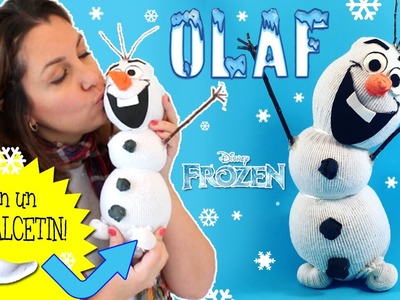 Muñeco de nieve OLAF hecho con calcetín * Manualidades NAVIDEÑAS