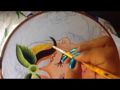 Pintura en tela niña mango # 2 con cony