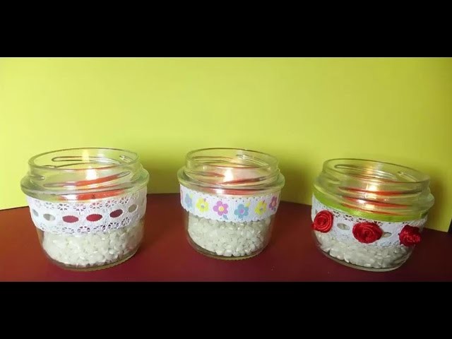 Reciclar tarros de cristal para portavelas.