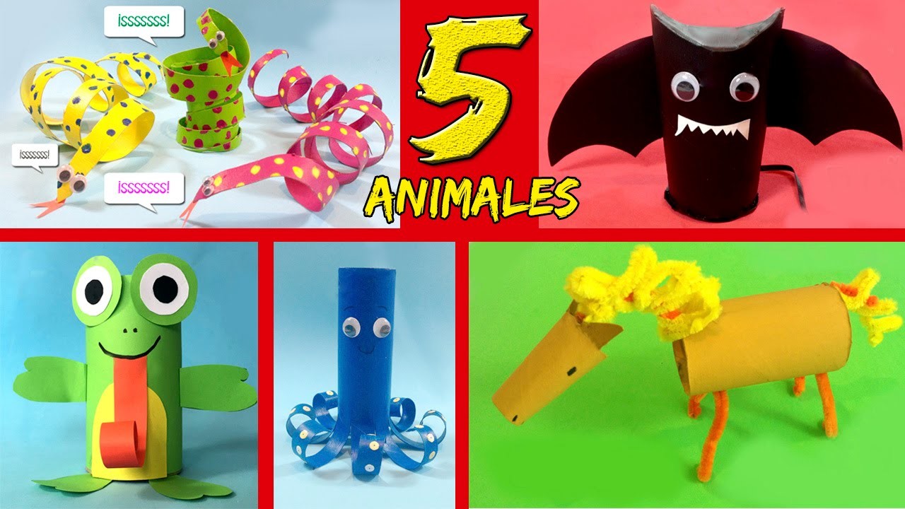 5 ANIMALES con tubos de papel higiénico * Ideas de RECICLAJE
