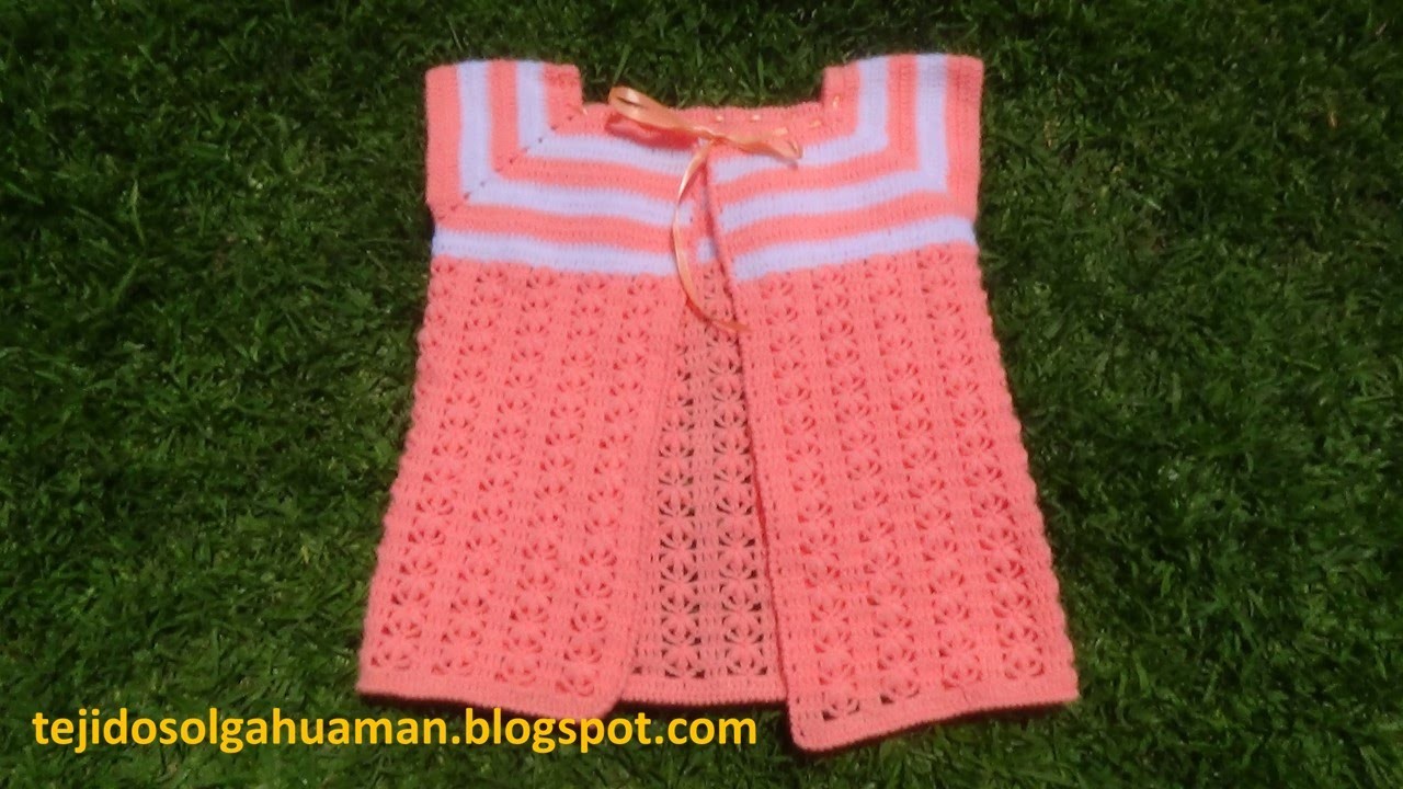 Chaleco tejido a crochet para niña de 1a 3 años paso a paso