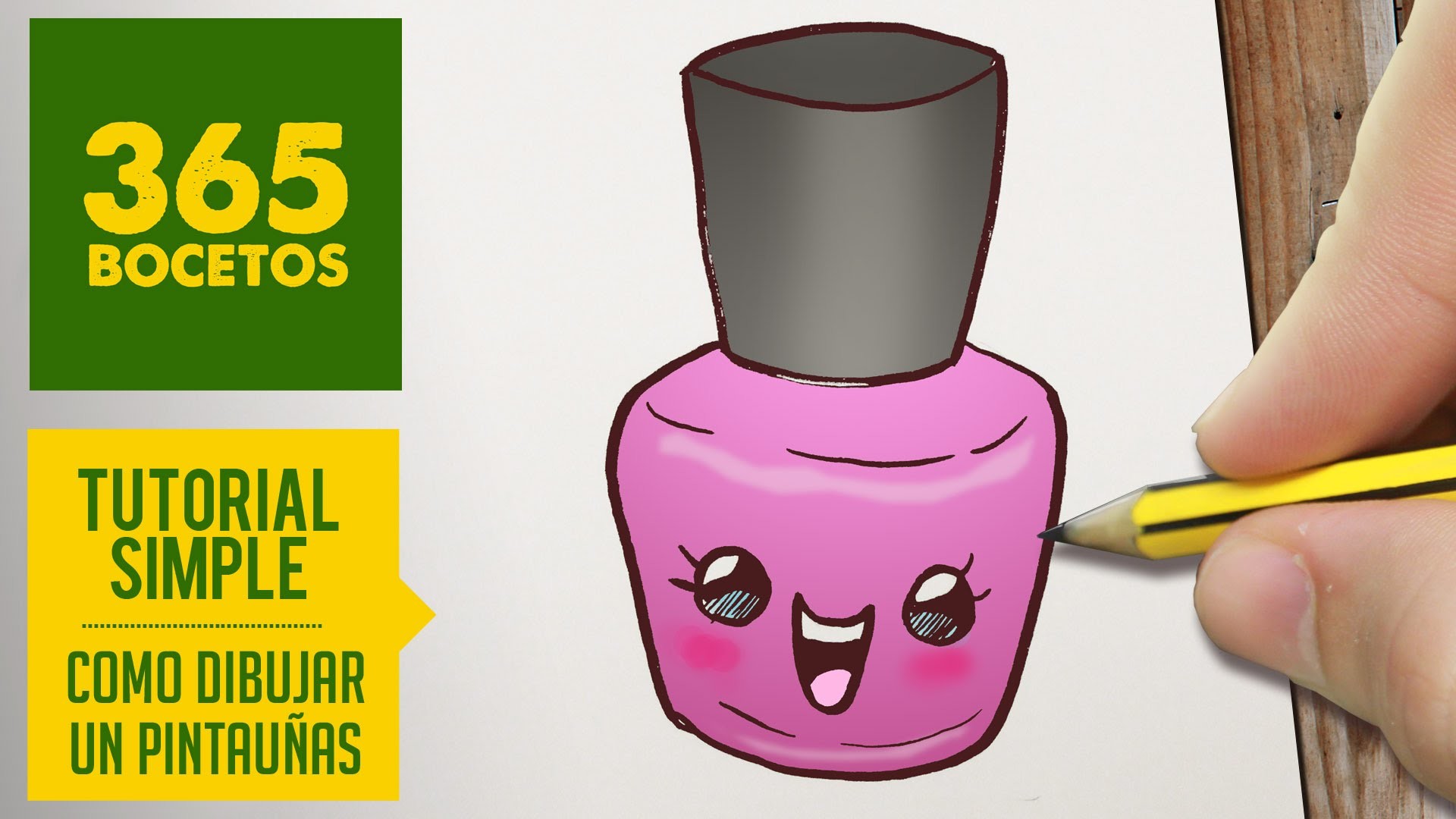 COMO DIBUJAR UN PINTAUÑAS KAWAII PASO A PASO - Dibujos kawaii faciles - How to draw a nail polish