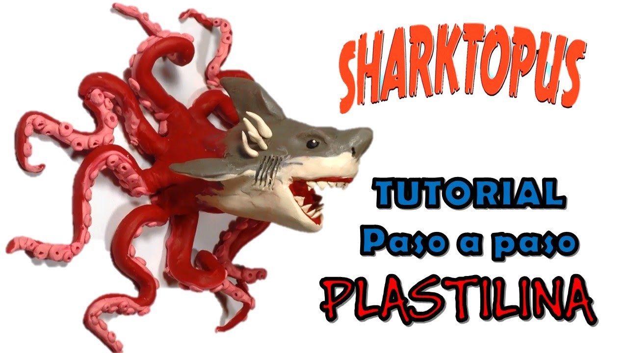 Como hacer un tiburon pulpo de Plastilina. How to make a shark octopus with clay