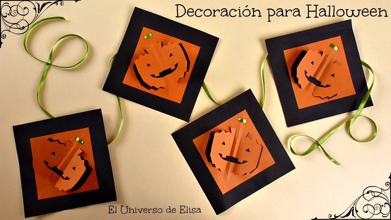 Decoración para Halloween y el Día de los Muertos, Guirnalda halloween Calabaza kirigami