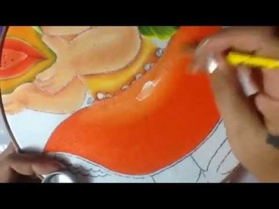 Pintura en tela niña papaya # 4 con cony