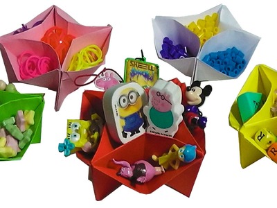 Tutoriales origami: Como hacer una caja organizadora de papel circular facil principiantes y niños
