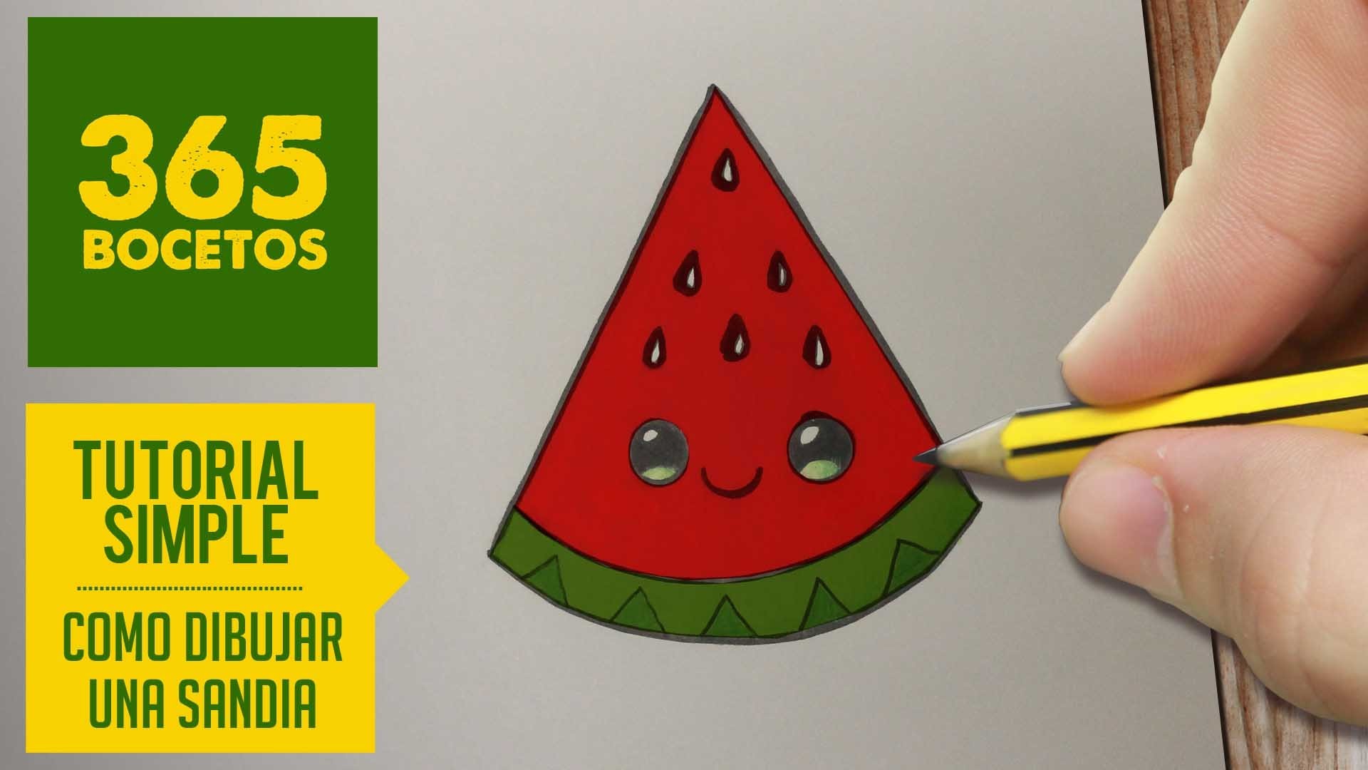 COMO DIBUJAR UNA SANDIA KAWAII PASO A PASO - Dibujos kawaii faciles - How to draw a watermelon