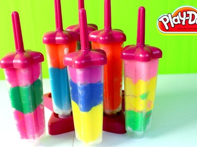 Paletas de Plastilina-Rainbow Play Doh Popsicles