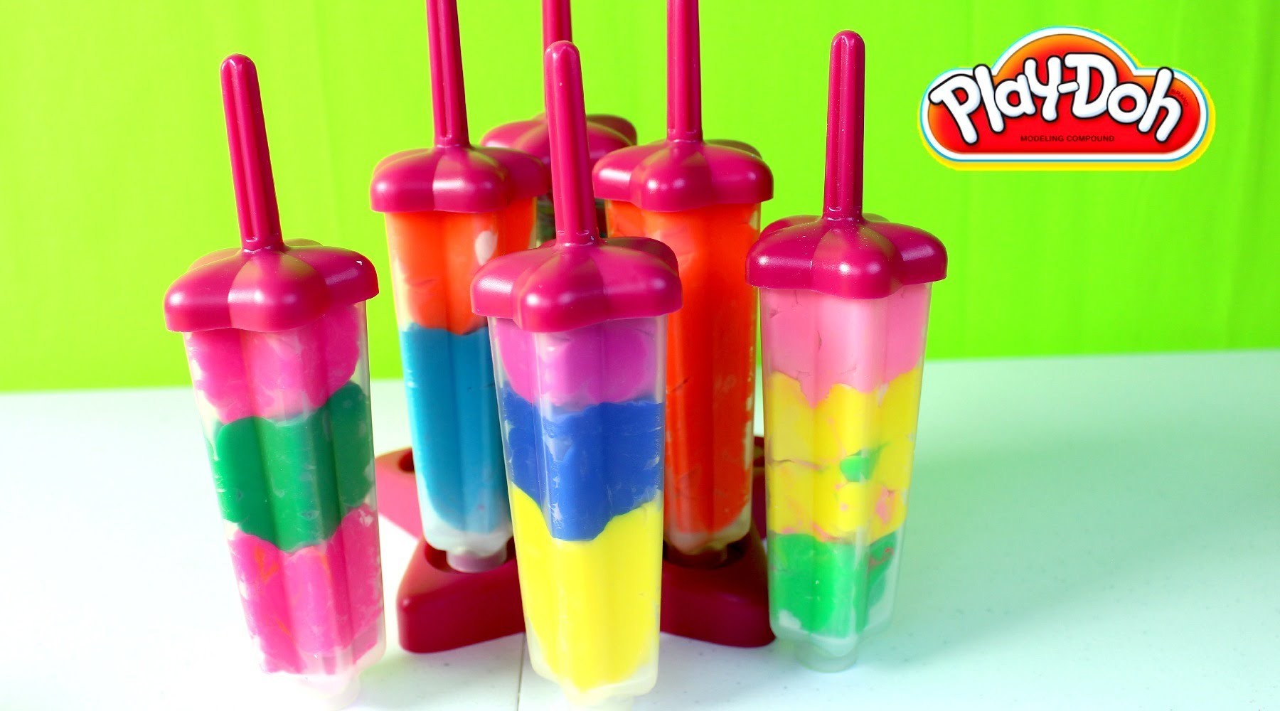 Paletas de Plastilina-Rainbow Play Doh Popsicles