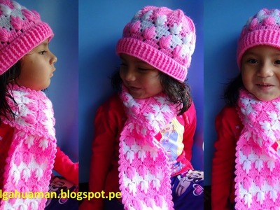 Chalina o bufanda tejido a crochet para niña paso a paso en punto arbolitos