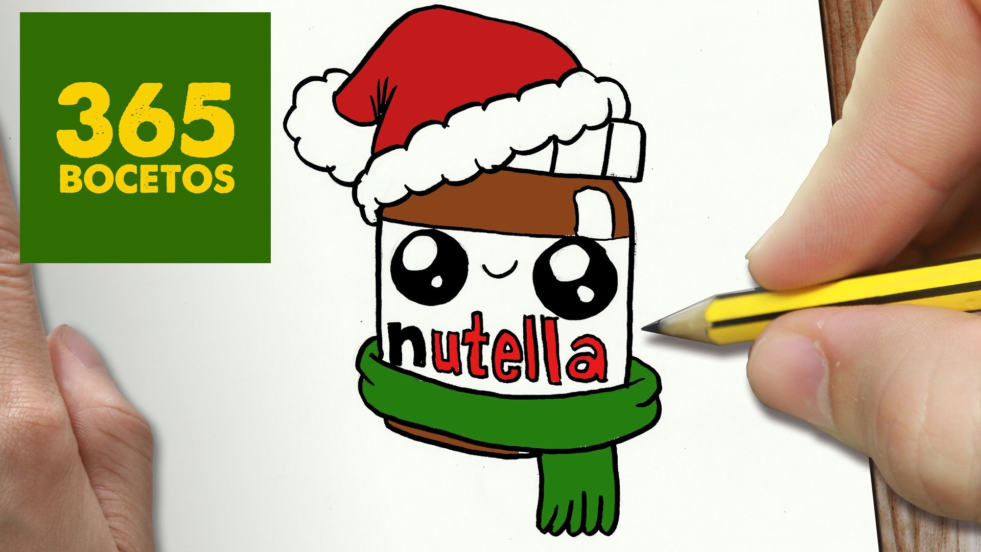COMO DIBUJAR UN NUTELLA PARA NAVIDAD PASO A PASO: Dibujos kawaii navideños - How to draw a nutella