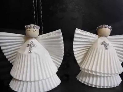 Como hacer angeles con capacillos para cupcakes, DIY decoración navideña
