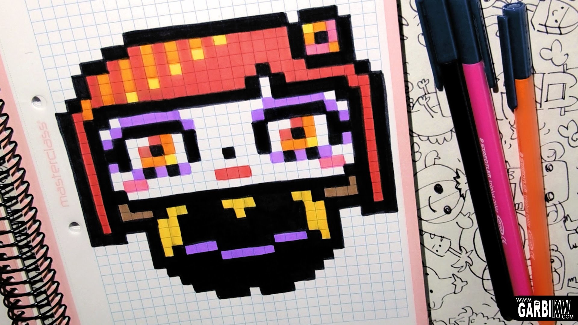 Handmade Pixel Art - How To Draw a Cute Sugar Skull Girl by Garbi KW