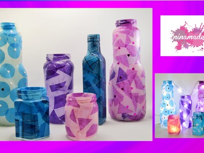 DIY. Botellas de cristal decoradas.Decoration with glass bottles.