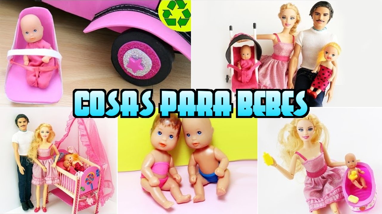 Recopilación 5 Manualidades para bebes de Barbie [pañales, bañera, cuna, silla, coche]