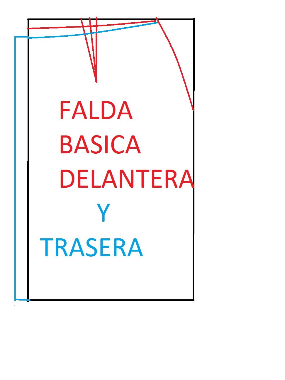 TRAZOS BASICOS DE LA FALDA (DELANTERO Y TRASERO)