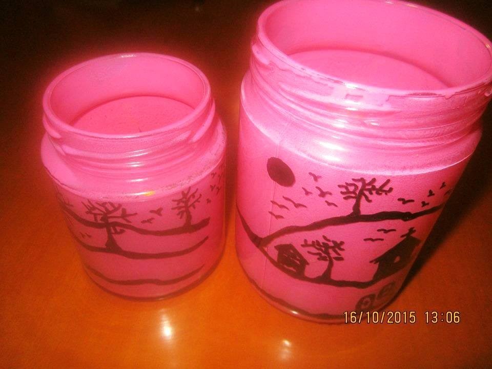 HALLOWEEN : CANDELABROS CON ENVASES DE VIDRIO RECICLADOS