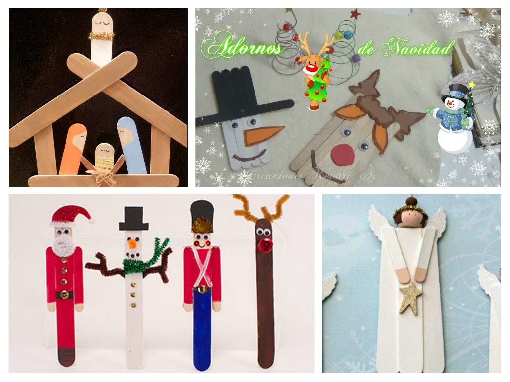 Muñeco de Nieve y Rudolf el Reno Adornos para Navidad con Paletas de Helado DIY