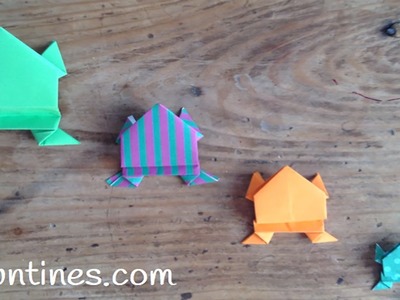 Rana de papel saltarina, origami para niños