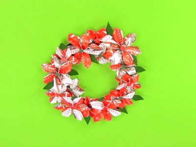 Cómo hacer una corona de Navidad con origami paso a paso