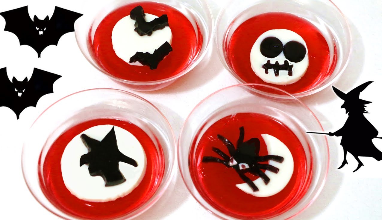 Gelatina o grenetina en 3D o en capas. Halloween jelly
