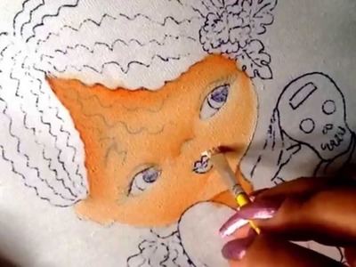 Pintura en tela niña cempasuchil # 1 con cony