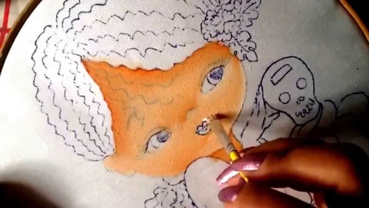 Pintura en tela niña cempasuchil # 1 con cony