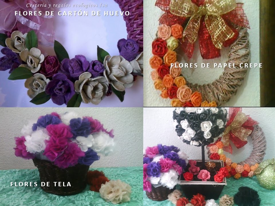 Tres flores con diferente material. Three gift flowers made different material