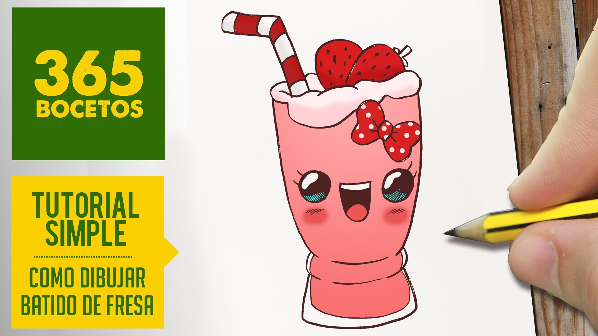 COMO DIBUJAR UN BATIDO DE FRESA KAWAII PASO A PASO - Dibujos kawaii faciles - Strawberry milkshake