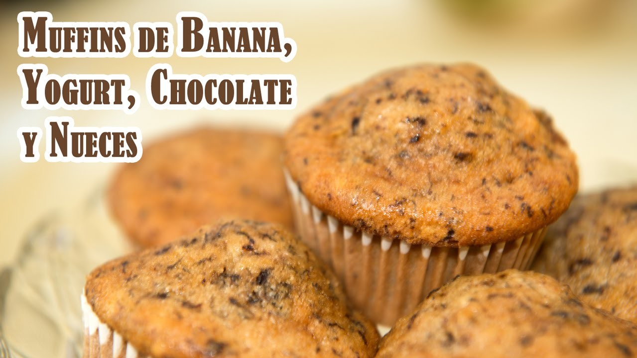 Deliciosos Muffins o Cupcakes de Banana, Yogurt, Chocolate y Nueces