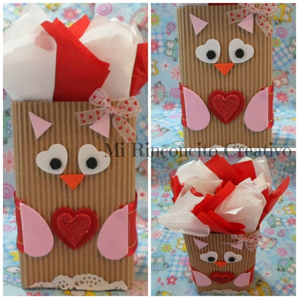 Especial de San Valentin - diy dulcero.cajita de regalo hecho con un tetrapack reciclado