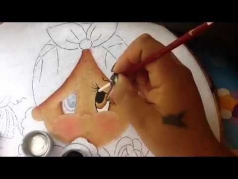 Pintura en tela niña platano # 1 con cony
